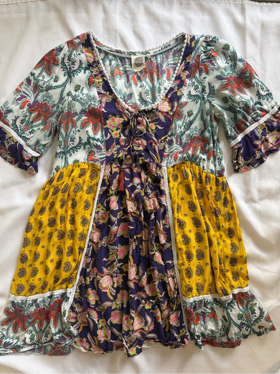 Anthropologie Dresses & Skirts - Anthropologie Lilka Patchwork Trapeze Dress Size Medium Boho Floral Rayon